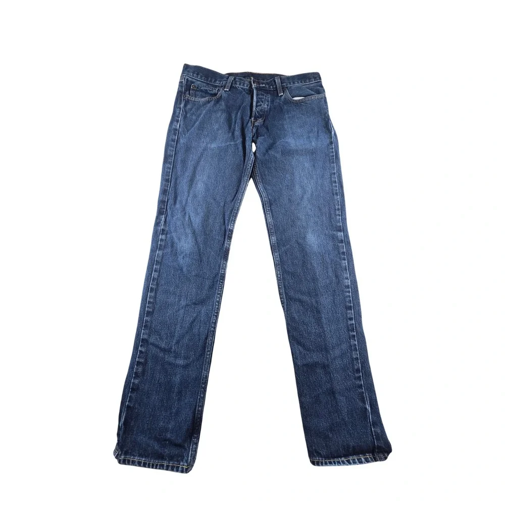 Hollister Skinny Jeans Mens 33x32 Dark Wash Button Fly Authentic Denim Blue